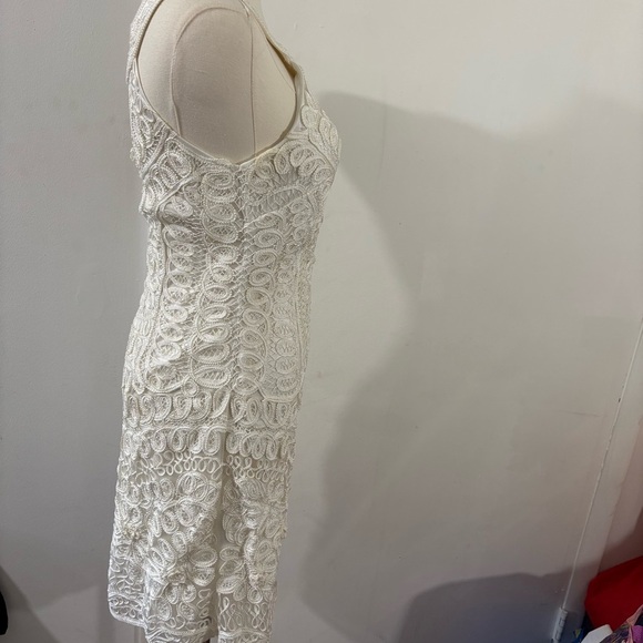 SUE WONG Appliqué Halter Sleeveless Dress White Ivory Sz 2 Bridal Embroidered - Picture 5 of 16